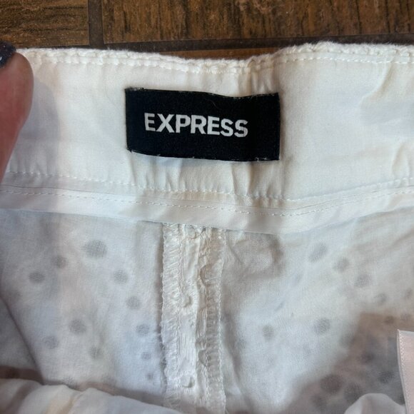 Express White Midi High Waist Lace Belted 100% Cotton Shorts Size 10 - Picture 5 of 9